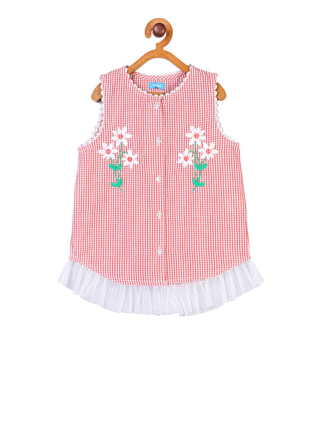 

Miyo Girls White & Red Checked A-Line Top