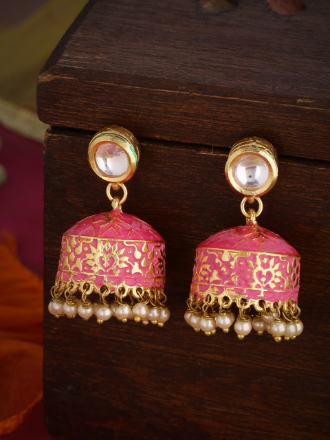 

Shoshaa Pink Gold Plated Jhumkas
