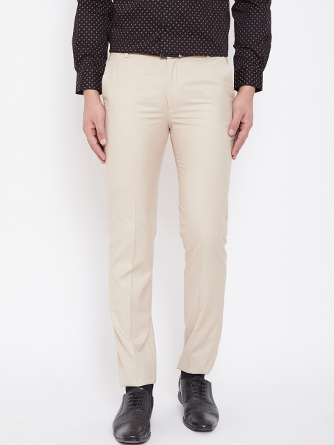 

Canary London Men Beige Smart Slim Fit Solid Formal Trousers