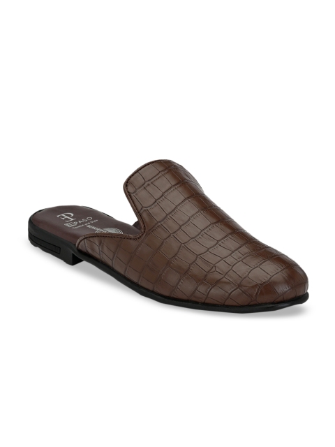 

El Paso Men Brown Animal Skin Textured Mules