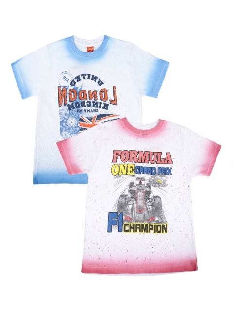 

Dollar Champion Kidswear Boys Pack of 2 Printed Round Neck T-shirts, White