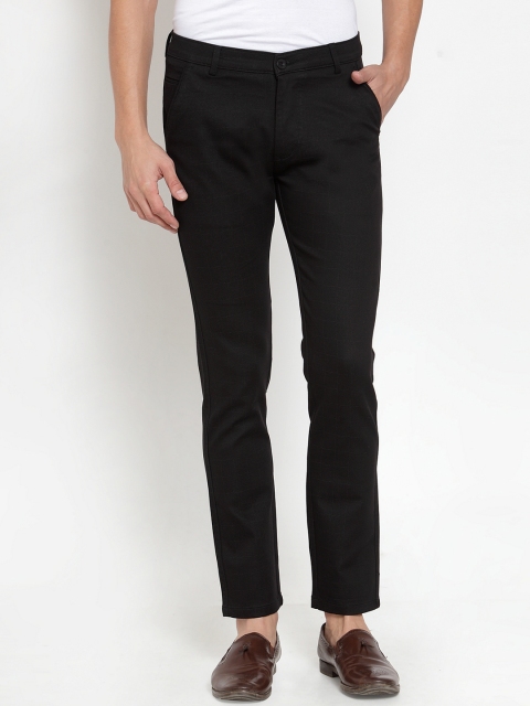 

Rodamo Men Black Slim Fit Solid Regular Trousers