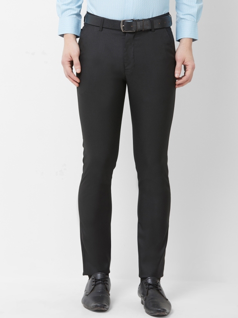 

Solemio Men Black Slim Fit Solid Formal Trousers