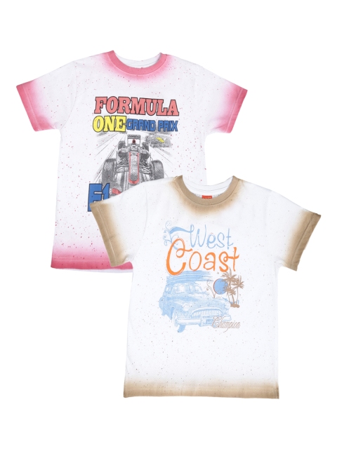 

Dollar Champion Kidswear Boys Pack of 2 Printed Round Neck T-shirts, White