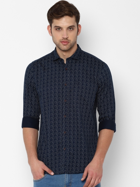 

Allen Solly Men Navy Blue & White Slim Fit Printed Casual Shirt