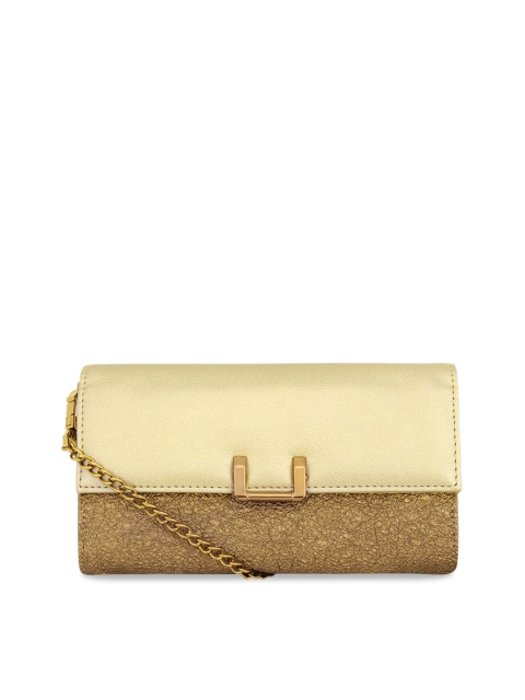 

Diana Korr Women Muted Gold-Toned Colourblocked Two Fold Wallet