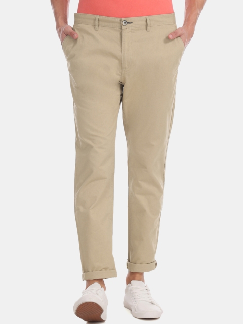 

RUF & TUF Men Beige Slim Fit Solid Chinos