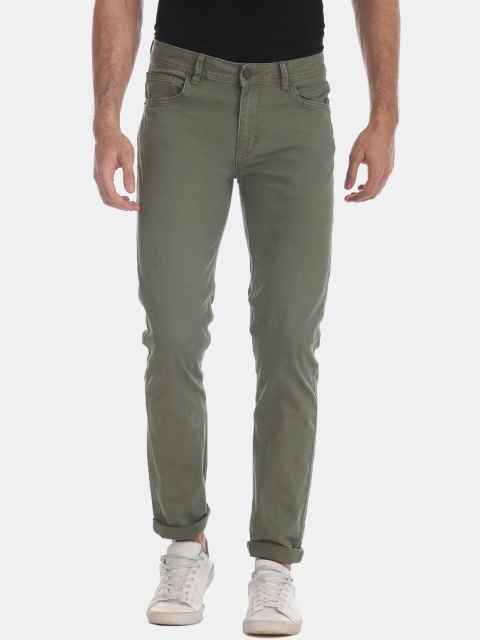 

Flying Machine Men Green Regular Fit Solid Regular Trousers