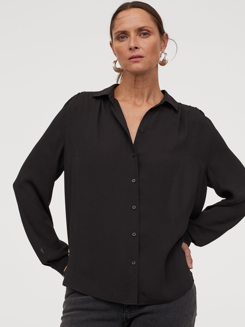 

H&M Women Black Long-Sleeved Blouse
