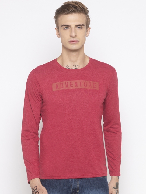 

Globus Men Red Slim Fit Printed Round Neck T-shirt