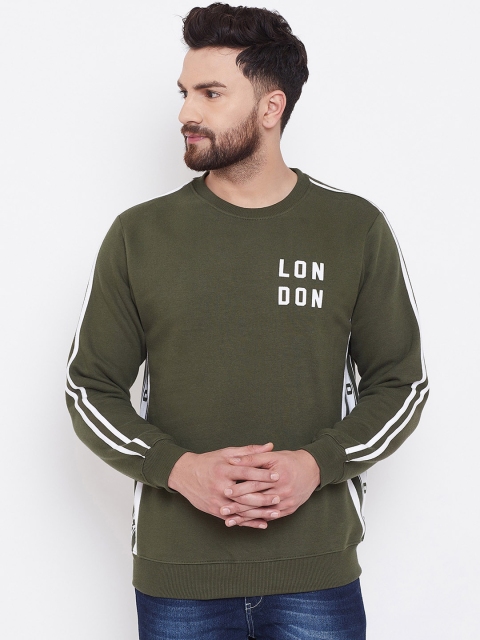 

Canary London Men Olive Green & Off-White Printed Sweatshirt