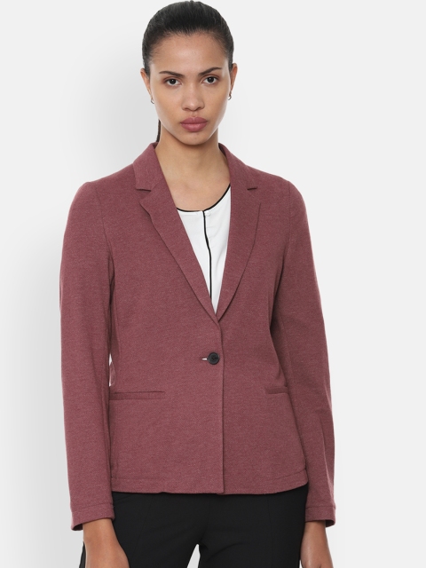 

Van Heusen Woman Mauve Solid Single-Breasted Blazer, Maroon