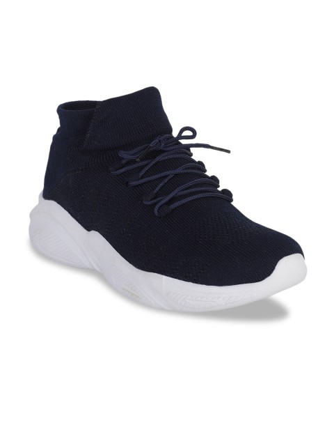 

Lancer Men Navy Blue Woven Design Synthetic Mid-Top Sneakers