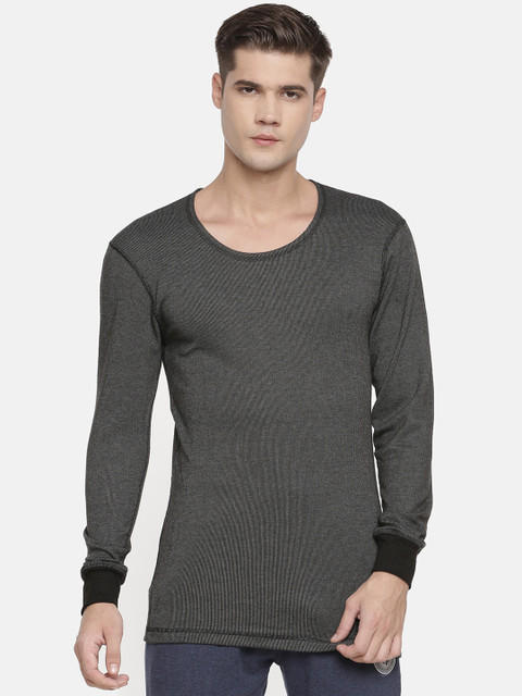 

Macroman M-Series Men Charcoal Grey Solid Thermal Top, Black
