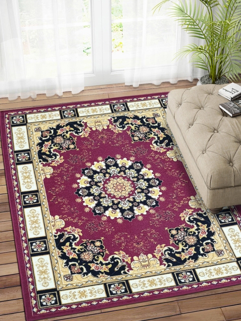 

Status Magenta & Black Printed Vintage Persian Nylon Anti-Skid Carpet