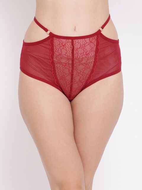

Clovia Women Red Solid Laced High-Rise Hipster Brief PN3077P04S