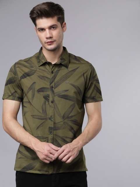 

Ecko Unltd Men Olive Green & Black Slim Fit Printed Casual Shirt