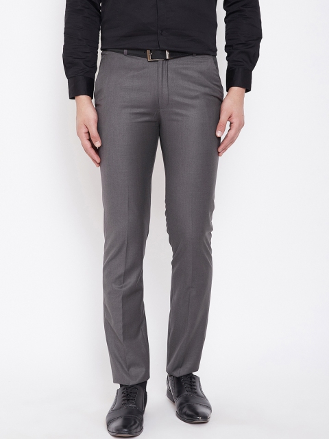 

Canary London Men Charcoal Smart Slim Fit Solid Formal Trousers