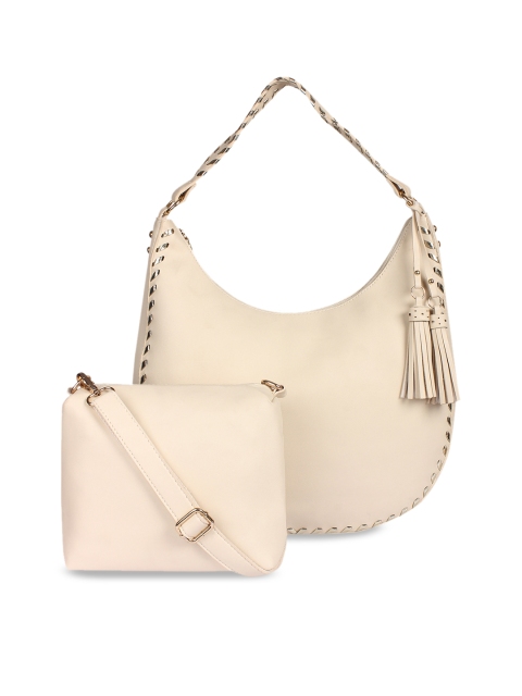 

red pout Off-White Solid Hobo Bag With Pouch