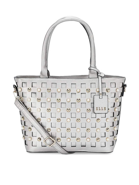 

ELLE Silver-Toned Embellished Handheld Bag