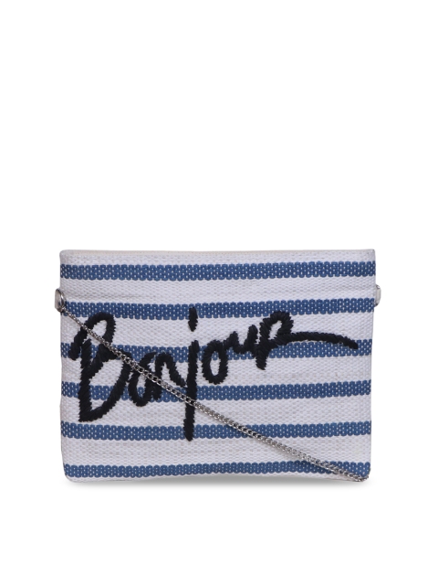 

Diwaah Blue & White Striped Handmade Sling Bag