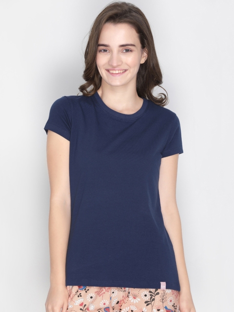 

LYRA Women Navy Blue Solid Lounge T-shirt