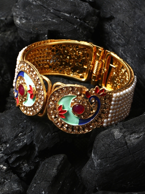 

ANIKAS CREATION Multicoloured Gold-Plated Handcrafted Bangle-Style Bracelet, Multi