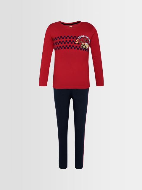 

Punkster Boys Red Printed Night Suit
