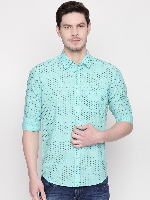 

Basics Men Sea Green Slim Fit Printed Casual Shirt