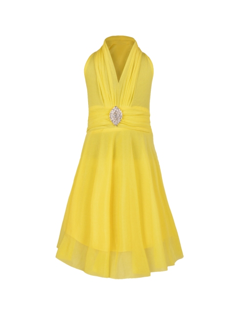 

Aarika Girls Yellow Solid Fit and Flare Dress