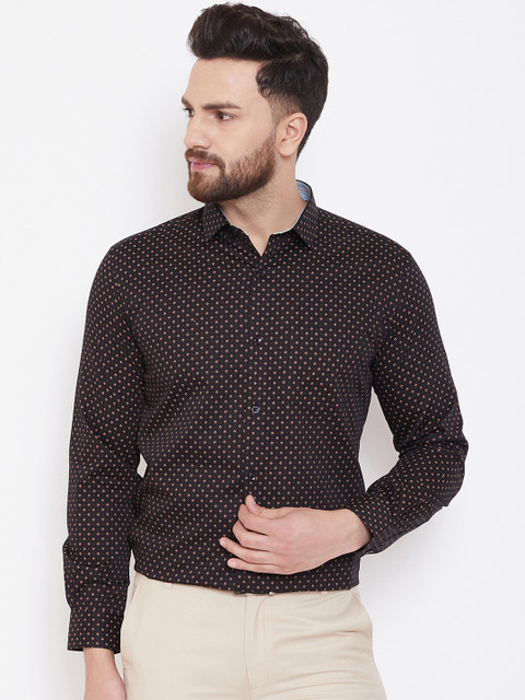 

Canary London Men Black Smart Slim Fit Printed Formal Shirt