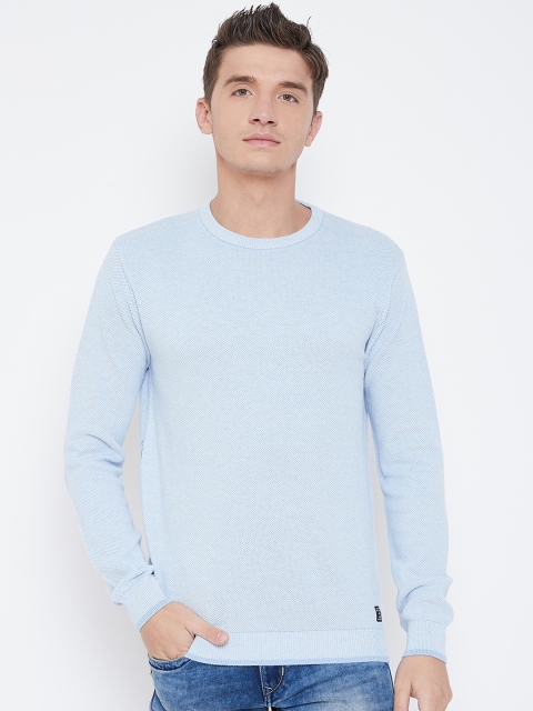 

METTLE Men Blue Solid Pullover Sweater