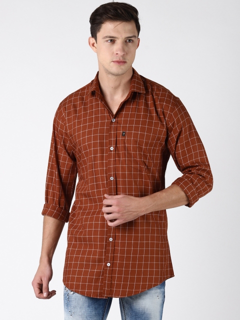 

LEVIZO Men Brown Premium Regular Fit Checked Casual Shirt