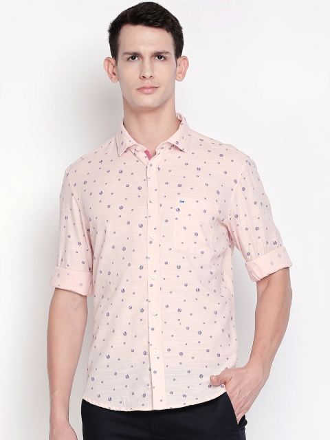 Basics Men Pink Slim Fit Printed Casual Shirt