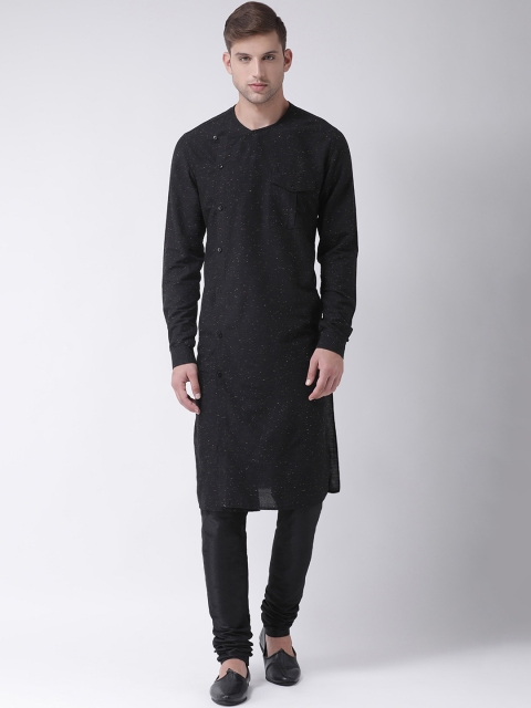 

TABARD Men Black Solid Kurta with Churidar