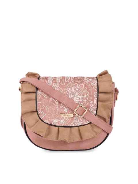 

Chumbak Pink & Beige Embroidered Sling Bag