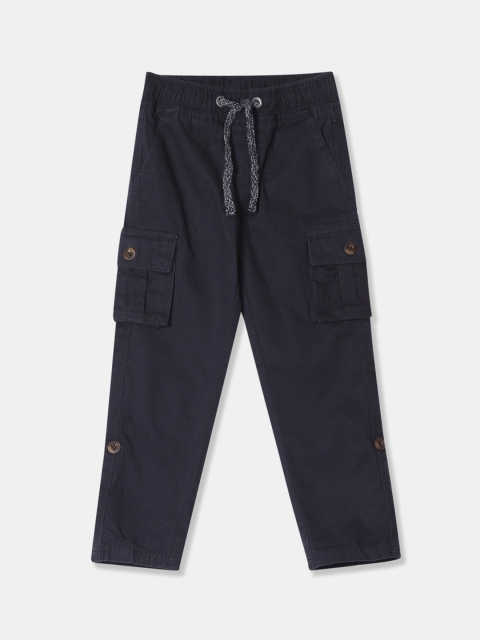 

Cherokee Boys Navy Blue Regular Fit Solid Cargos