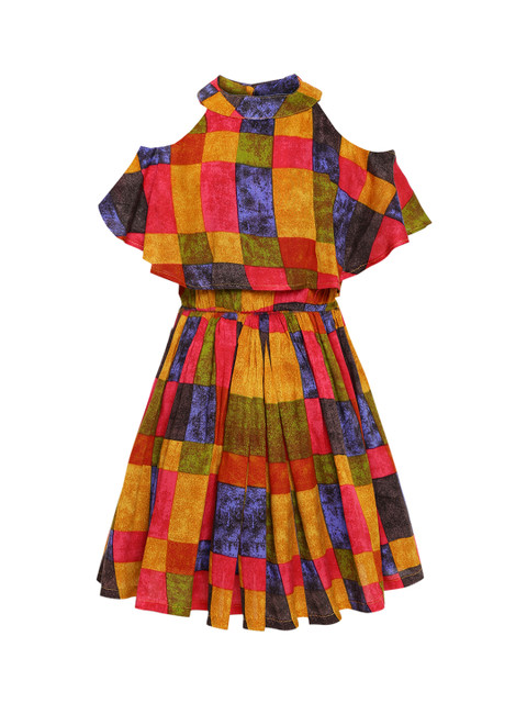 

Aarika Girls Multicoloured Checked A-Line Dress, Multi