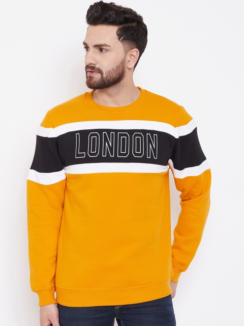 

Canary London Men Mustard Yellow & Black Colourblocked Sweatshirt