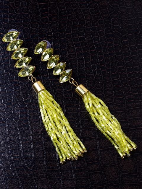 

ANIKAS CREATION Yellow & Gold-Plated Contemporary Drop Earrings
