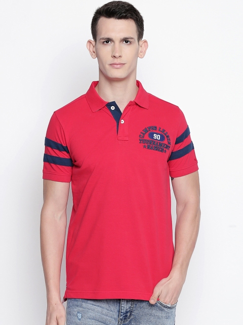 

Basics Men Red Solid Polo Collar T-shirt