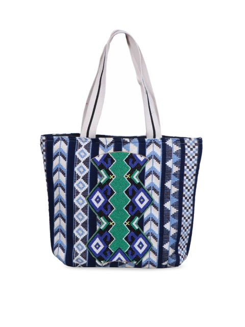 

Diwaah Blue & White Self Design Shoulder Bag