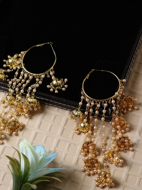 

ANIKAS CREATION Gold-Plated Contemporary Hoop Earrings