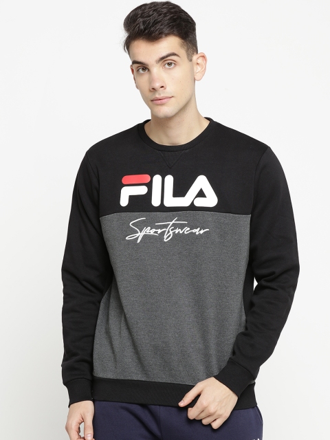 

FILA Men Black & Grey Colourblocked Sweatshirt