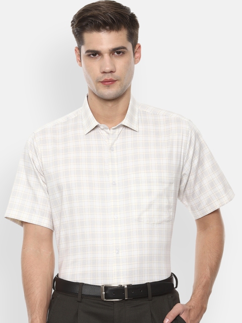 

Van Heusen Men Beige Regular Fit Checked Formal Shirt