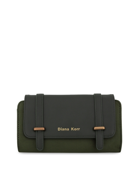 

Diana Korr Women Green & Grey Colourblocked Two Fold Wallet