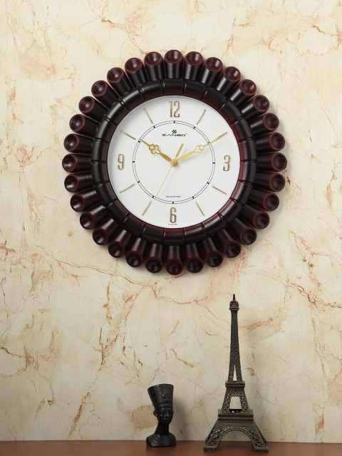 

ZANIBO White Floral Textured Analogue Wall Clock 38.5 cm