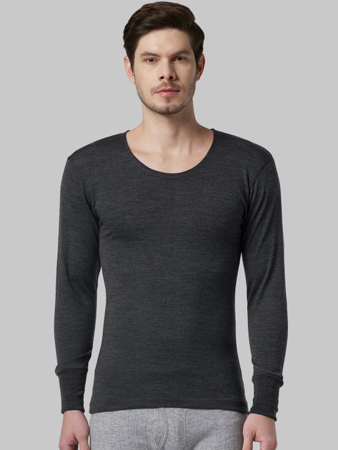 

Park Avenue Men Charcoal-Grey Self-Design Thermal Top