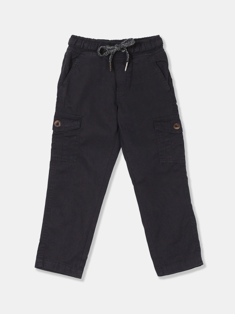 

Cherokee Boys Black Regular Fit Solid Cargos