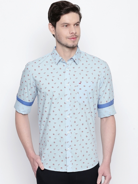 

Basics Men Blue Slim Fit Printed Casual Shirt